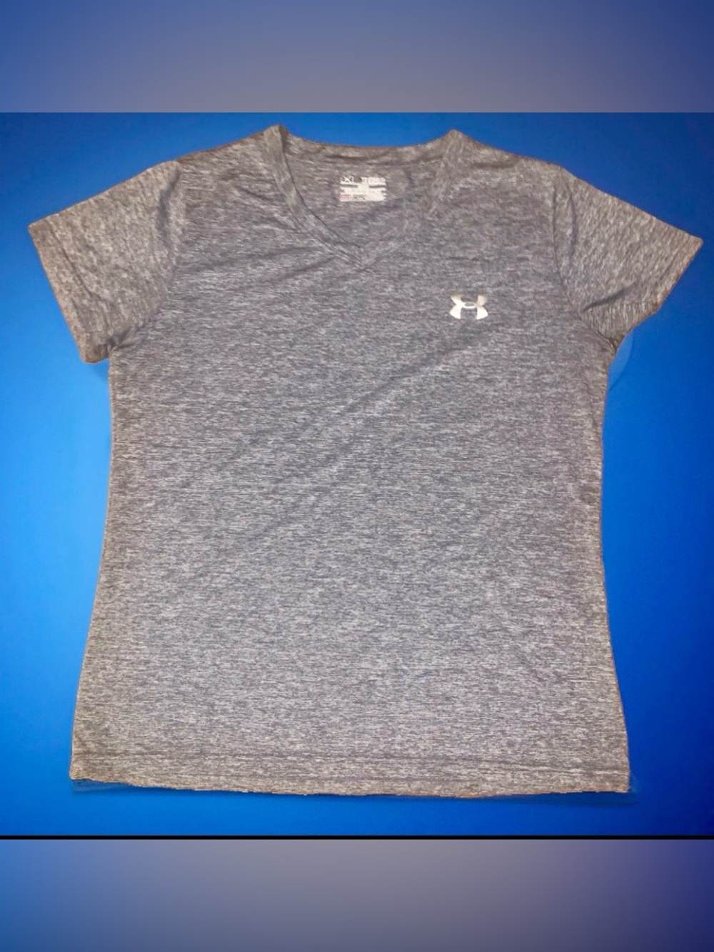 Under Armour HeatGear blue /Gray Heather V-Neck Tee XL
